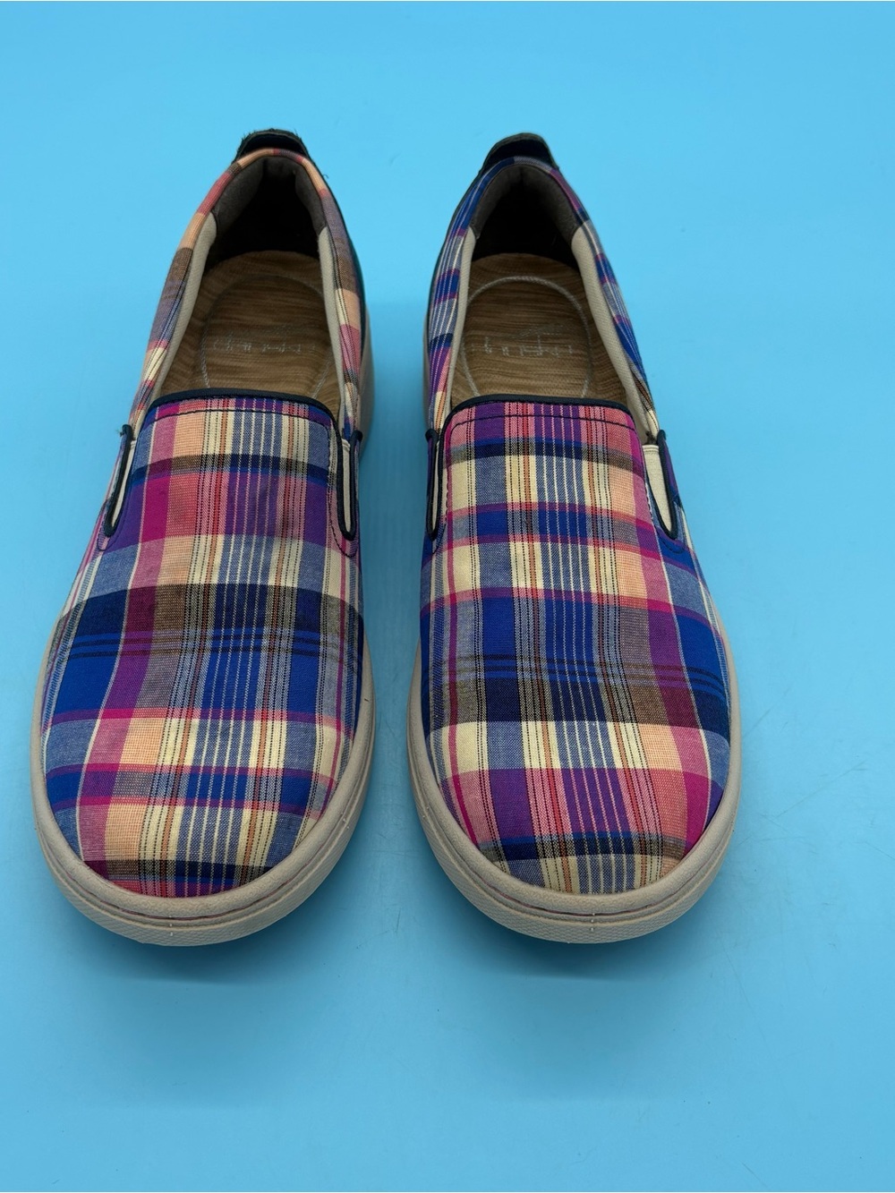 Dansko Belle Madras Plaid Canvas Slip On Comfort Sneakers Size 10.5 / 41